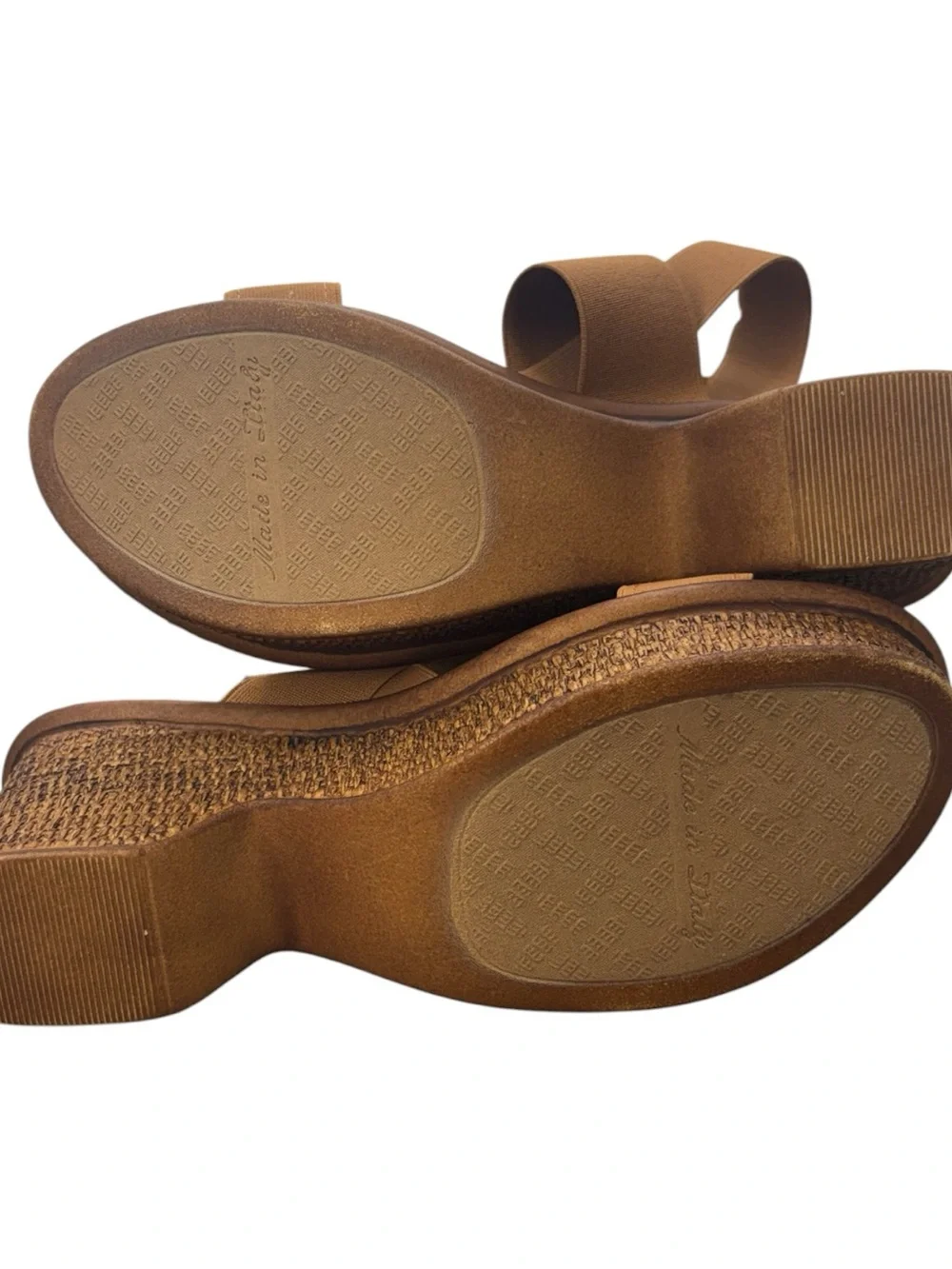 Italian Shoemakers Brown Elastic Strap Wedge Sandals